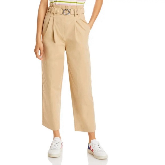 Derek Lam 10 Crosby Khaki Ankle Straight Paperbag Pants BHFO 1885 - Picture 1 of 11